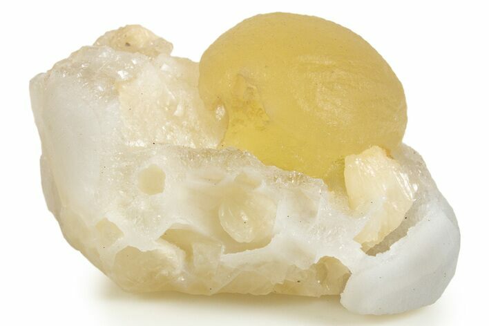 Botryoidal Yellow Fluorite on Quartz - India #342402